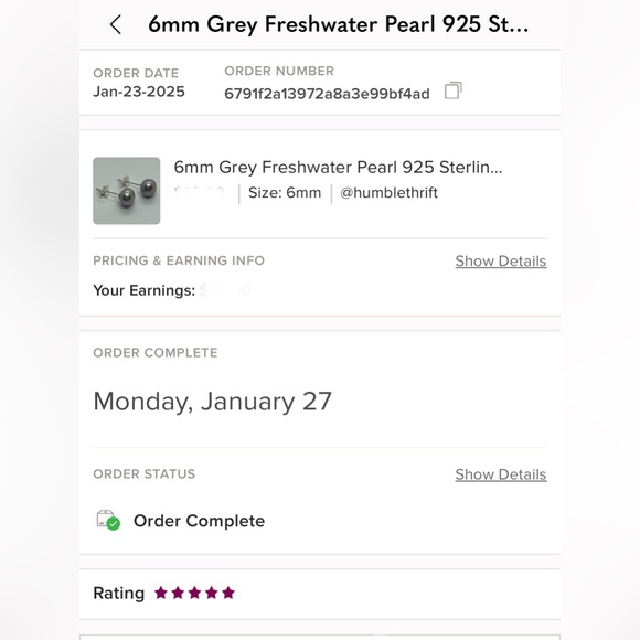 6mm Grey Freshwater Pearl 925 Sterling Silver Stud Earrings gs - Picture 10 of 10